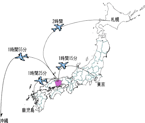 岡山空港の国内定期路線